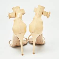 Pre Owned Gianvito Rossi Beige Patent Leather Portofino Sandals Size 40