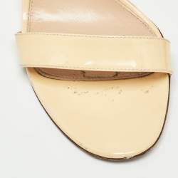 Pre Owned Gianvito Rossi Beige Patent Leather Portofino Sandals Size 40