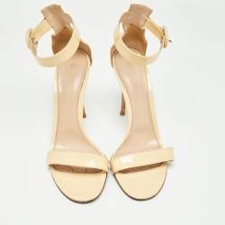 Pre Owned Gianvito Rossi Beige Patent Leather Portofino Sandals Size 40
