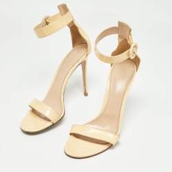 Pre Owned Gianvito Rossi Beige Patent Leather Portofino Sandals Size 40