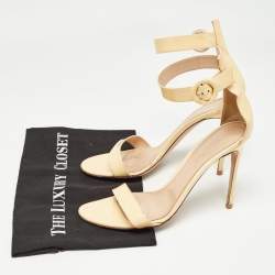 Pre Owned Gianvito Rossi Beige Patent Leather Portofino Sandals Size 40