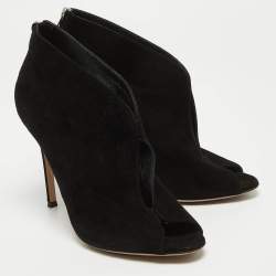 Pre Owned Gianvito Rossi Black Suede Vamp Booties Size 39