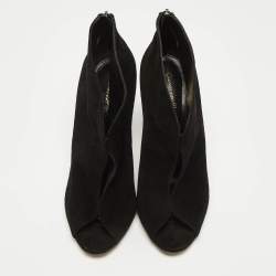 Pre Owned Gianvito Rossi Black Suede Vamp Booties Size 39