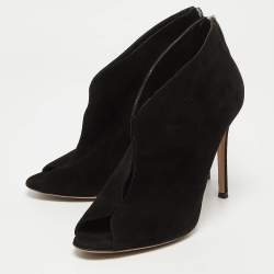 Pre Owned Gianvito Rossi Black Suede Vamp Booties Size 39