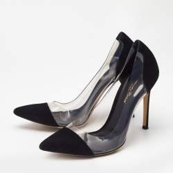 Gianvito Rossi Black Suede and PVC Plexi Pumps Size 38.5