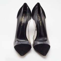 Gianvito Rossi Black Suede and PVC Plexi Pumps Size 38.5