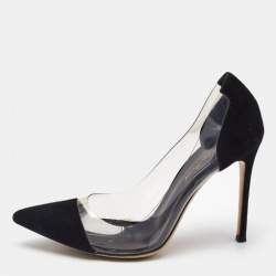 Gianvito Rossi Black Suede and PVC Plexi Pumps Size 38.5