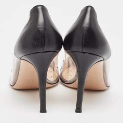Pre Owned Gianvito Rossi Black Leather and PVC Plexi Pumps Size 39