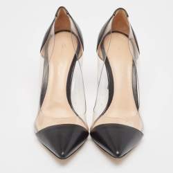 Pre Owned Gianvito Rossi Black Leather and PVC Plexi Pumps Size 39