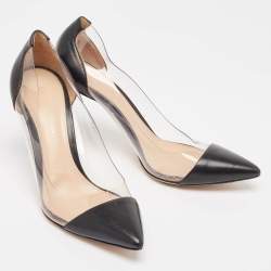 Pre Owned Gianvito Rossi Black Leather and PVC Plexi Pumps Size 39