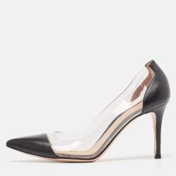 Pre Owned Gianvito Rossi Black Leather and PVC Plexi Pumps Size 39