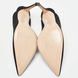 Pre Owned Gianvito Rossi Black Suede and PVC Slingback Pumps Size 39