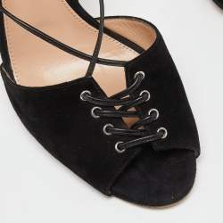 Pre Owned Gianvito Rossi Black Suede Ankle Tie Sandals Size 40