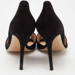 Pre Owned Gianvito Rossi Black Suede Ankle Tie Sandals Size 40