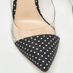 Gianvito Rossi Black/White Polka Fabric and PVC Plexi Pumps Size 37.5