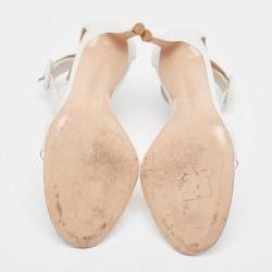 Gianvito Rossi White/Transparent Leather and PVC Open Toe Ankle Strap Sandals Size 37.5 