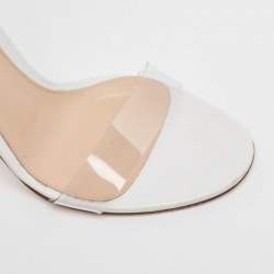Gianvito Rossi White/Transparent Leather and PVC Open Toe Ankle Strap Sandals Size 37.5 
