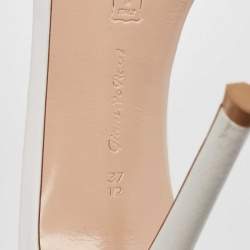 Gianvito Rossi White/Transparent Leather and PVC Open Toe Ankle Strap Sandals Size 37.5 