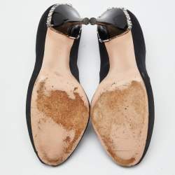 Gianvito Rossi Black Satin Crystal Embellished Peep Toe Pumps Size 36
