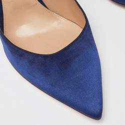Pre Owned Gianvito Rossi Blue Satin Pointed Toe Pumps Size 42
