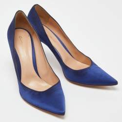 Pre Owned Gianvito Rossi Blue Satin Pointed Toe Pumps Size 42