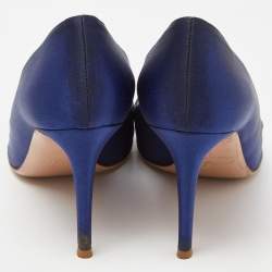 Pre Owned Gianvito Rossi Blue Satin Pointed Toe Pumps Size 42