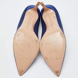 Pre Owned Gianvito Rossi Blue Satin Pointed Toe Pumps Size 42