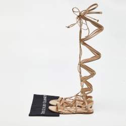 Pre Owned Gianvito Rossi Gold Foil Leather Gladiator Flat Sandals Size 36