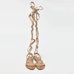 Pre Owned Gianvito Rossi Gold Foil Leather Gladiator Flat Sandals Size 36