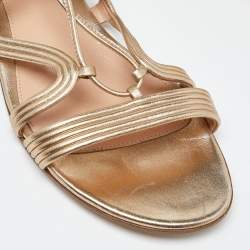 Pre Owned Gianvito Rossi Gold Foil Leather Gladiator Flat Sandals Size 36