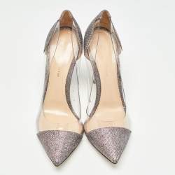 Pre Owned Gianvito Rossi Metallic Leather and PVC Plexi Pumps Size 38.5