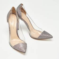 Pre Owned Gianvito Rossi Metallic Leather and PVC Plexi Pumps Size 38.5