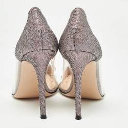 Pre Owned Gianvito Rossi Metallic Leather and PVC Plexi Pumps Size 38.5