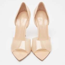 Pre Owned Gianvito Rossi Beige PVC and Patent Leather Bree Open Toe Pumps Size 39