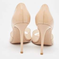 Pre Owned Gianvito Rossi Beige PVC and Patent Leather Bree Open Toe Pumps Size 39