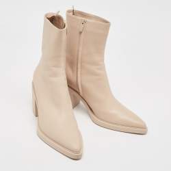 Pre Owned Gianvito Rossi Beige Leather Dylan Ankle Boots Size 41.5