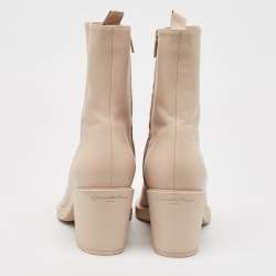 Pre Owned Gianvito Rossi Beige Leather Dylan Ankle Boots Size 41.5