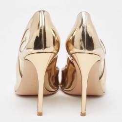 Gianvito Rossi Metallic Gold PVC and Leather Pointed Toe Pumps Size 41