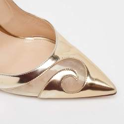 Gianvito Rossi Metallic Gold PVC and Leather Pointed Toe Pumps Size 41