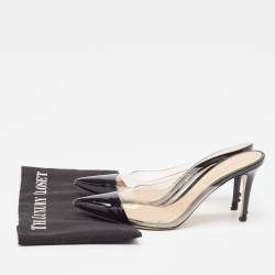 Gianvito Rossi Black Patent and PVC Plexi Mules Size 39