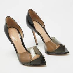 Gianvito Rossi Black PVC and Patent Bree Pumps Size 39