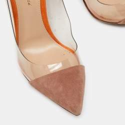 Gianvito Rossi Orange/Beige Suede and PVC Plexi Pumps Size 38