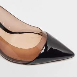 Pre Owned Gianvito Rossi Black Patent Leather and PVC Plexi Pointed Toe Pumps Size 39