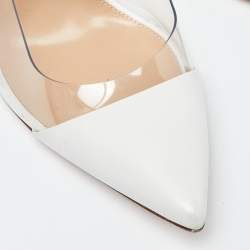 Pre Owned Gianvito Rossi White Leather and PVC Plexi Pointed Toe Pumps Size 38
