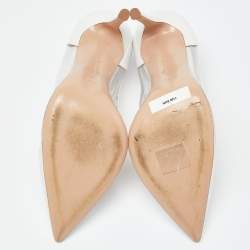 Pre Owned Gianvito Rossi White Leather and PVC Plexi Pointed Toe Pumps Size 38