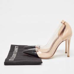 Pre Owned Gianvito Rossi Black/Beige Leather and PVC Plexi Pumps Size 36