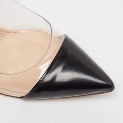 Pre Owned Gianvito Rossi Black/Beige Leather and PVC Plexi Pumps Size 36