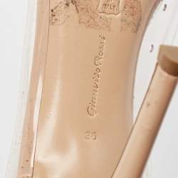 Pre Owned Gianvito Rossi Black/Beige Leather and PVC Plexi Pumps Size 36