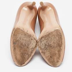 Gianvito Rossi Beige Leather Vamp Booties Size 36.5