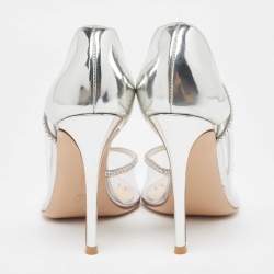 Pre Owned Gianvito Rossi Silver Leather and PVC Plexi D'orsay Pumps Size 39.5